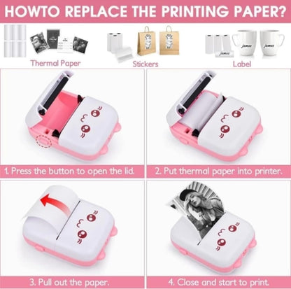 Mini Printer Rechargeable Mini Printer Printer with Roll of print for student