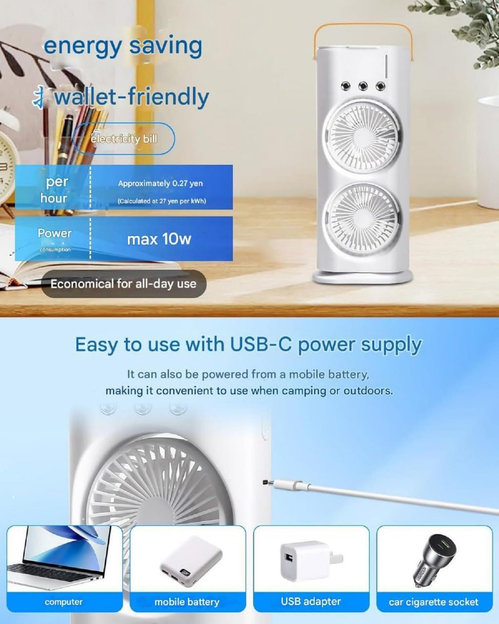 Dynamic mini Evaporate Air Cooler with 7 Colors Led Lights Air mist Spray Cooler Fan