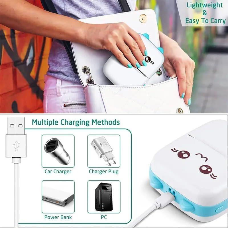 Mini Printer Rechargeable Mini Printer Printer with Roll of print for student