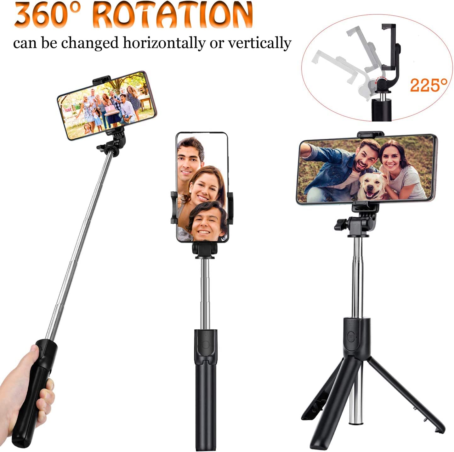 R1s Bluetooth Selfie Sticks with Remote and Selfie Light