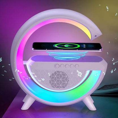 G-Shape LED Display Wireless Charging Speaker Lamp