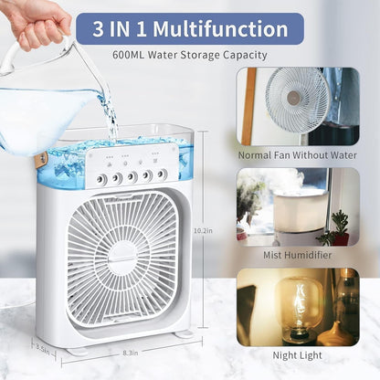 Portable Fan Cooling Mini Air Conditioner Evaporative 500 ml Water Tank